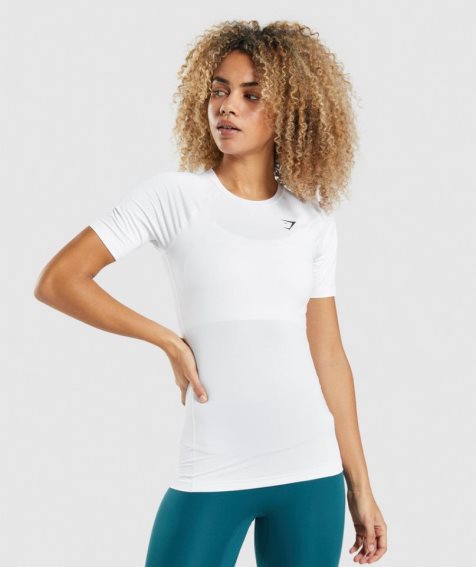 Camiseta Gymshark Entrenamiento Baselayer Mujer Blancos | MX 651JKF